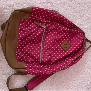 Pink and brown backpack